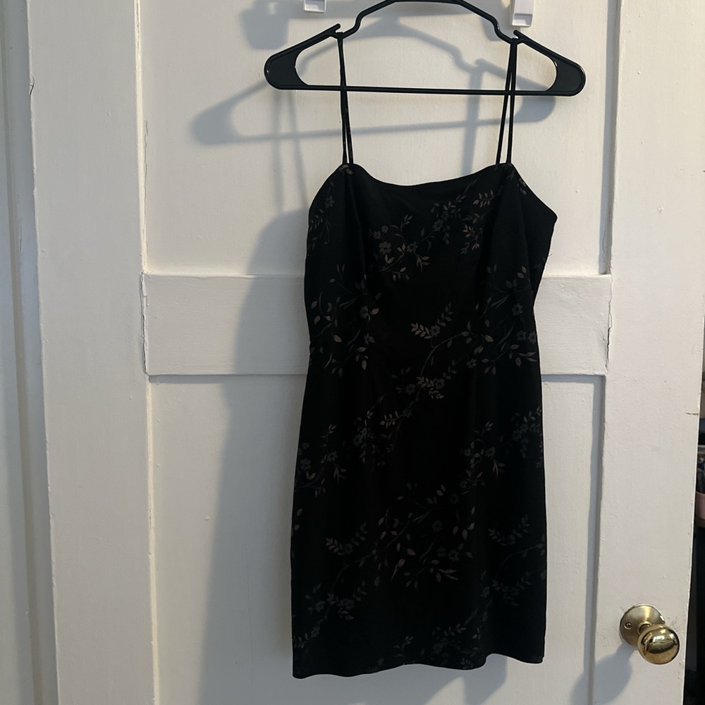 XOXO Black Spaghetti strap Mini Dress with Floral Design